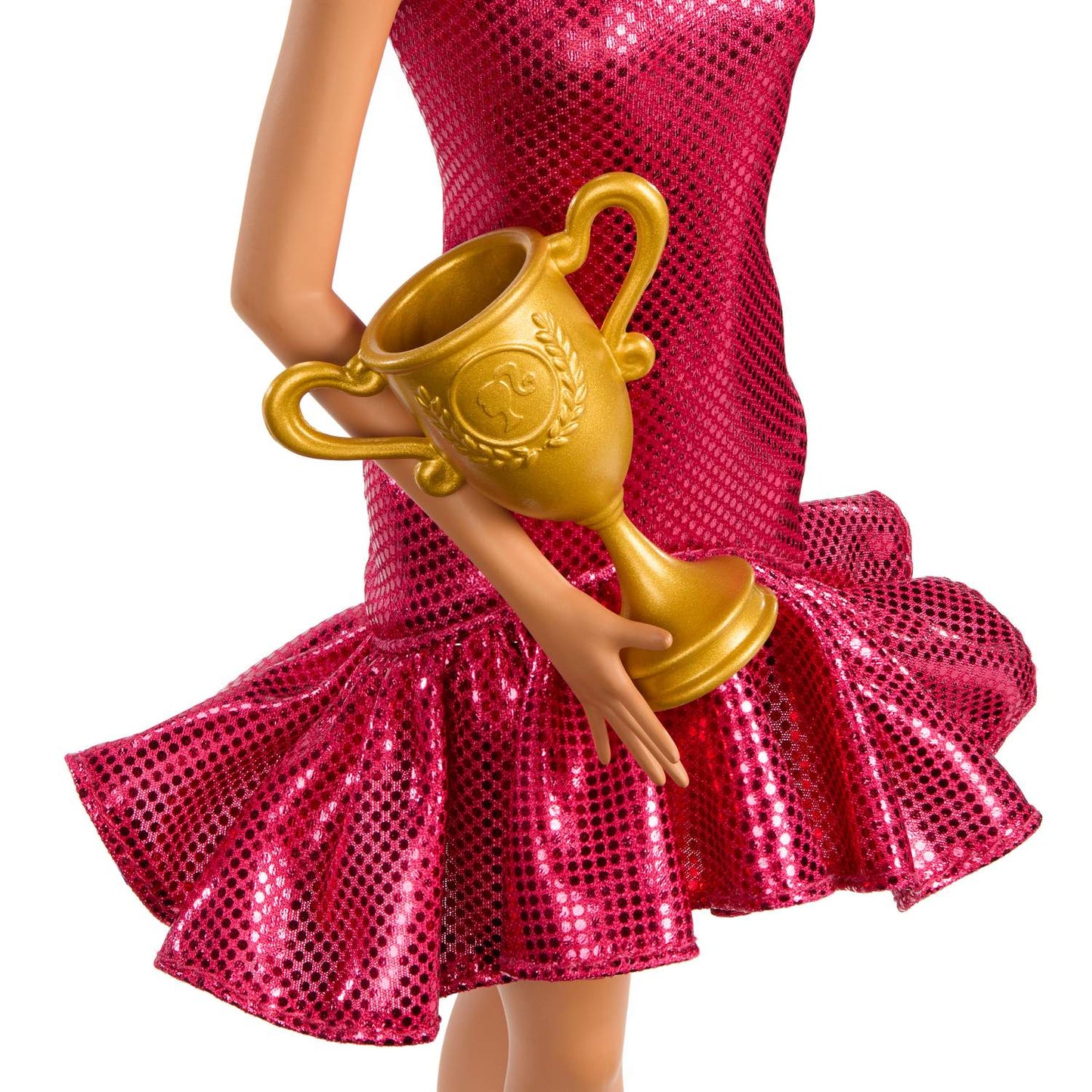 Ballroom Dancer Doll with Red Dress and Trophy