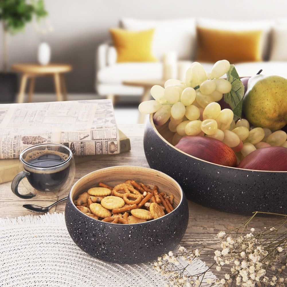 Bamboo Bowl with Granite Look - Perfect for Fruit and Vegetables