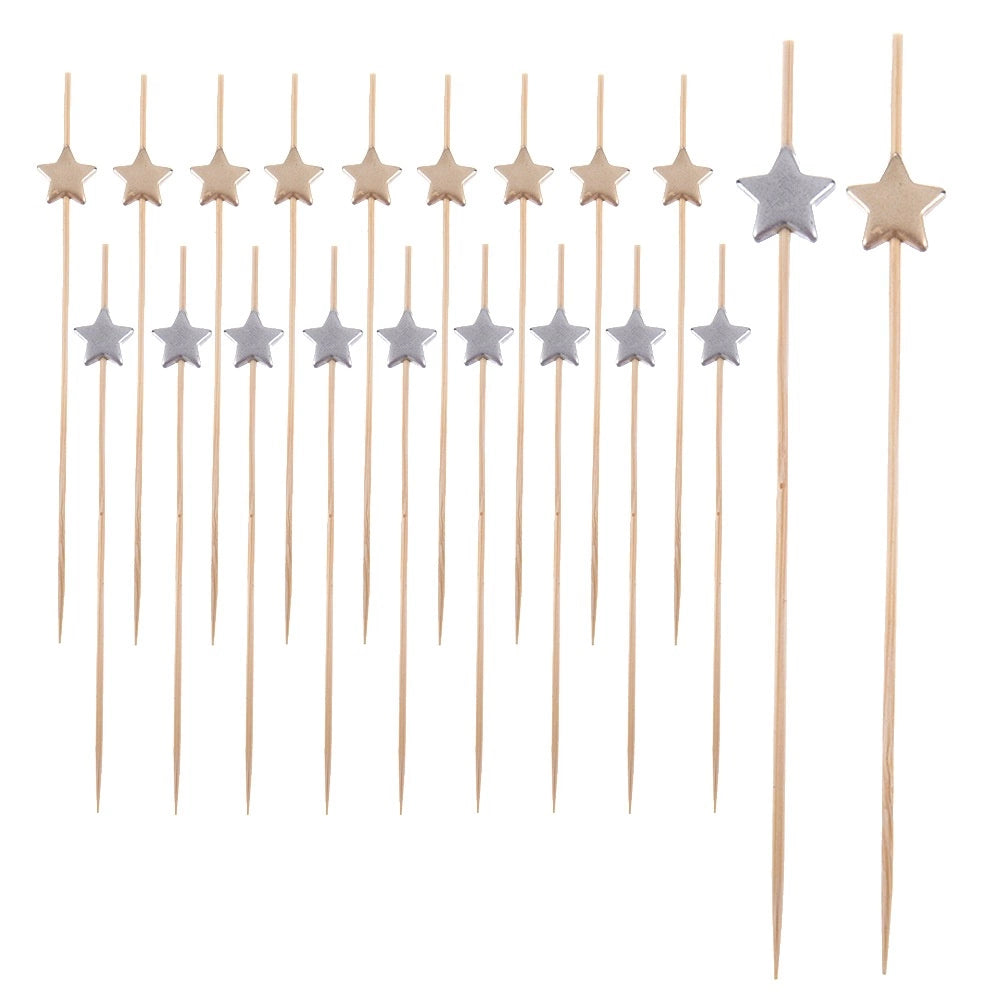 Bamboo Cocktail Sticks, Star-Shaped, 12 cm, 20 Pack