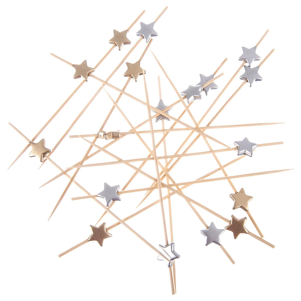 Bamboo Cocktail Sticks, Star-Shaped, 12 cm, 20 Pack