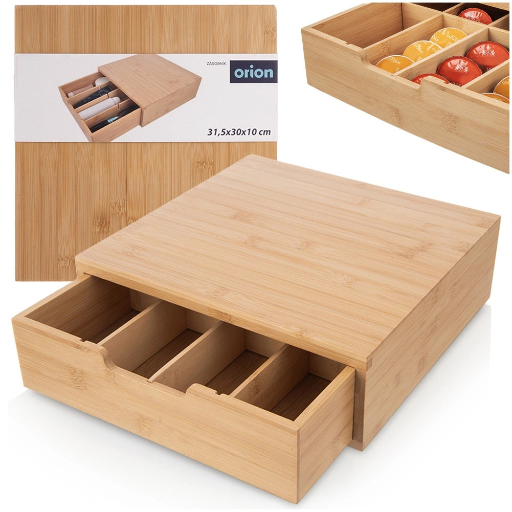 Bamboo Coffee Capsule Organizer with Removable Dividers