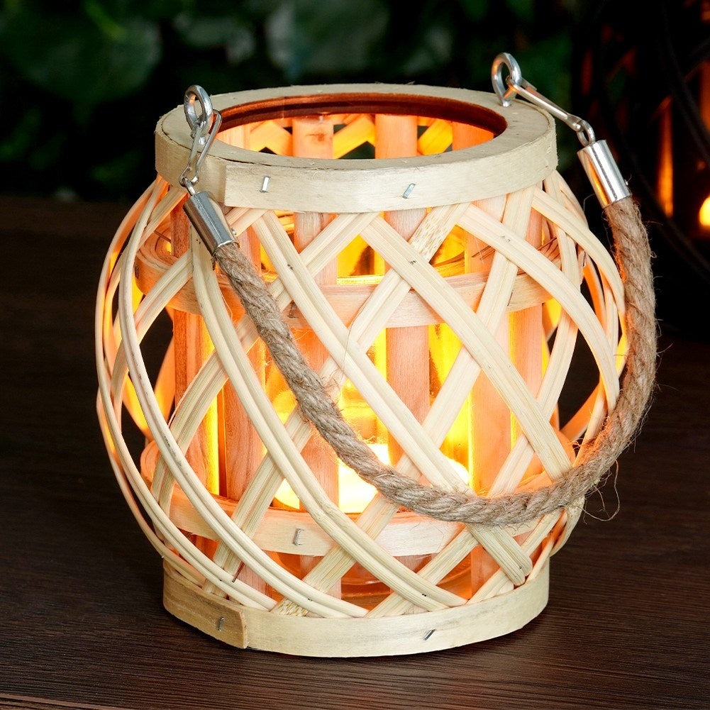Bamboo Lantern with Glass Insert - Unique Decor for Home & Garden