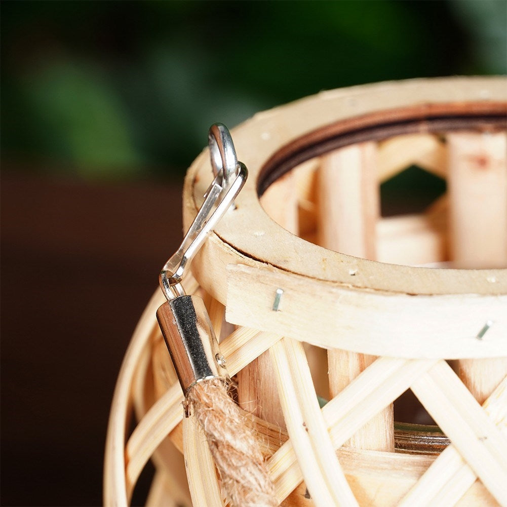 Bamboo Lantern with Glass Insert - Unique Decor for Home & Garden