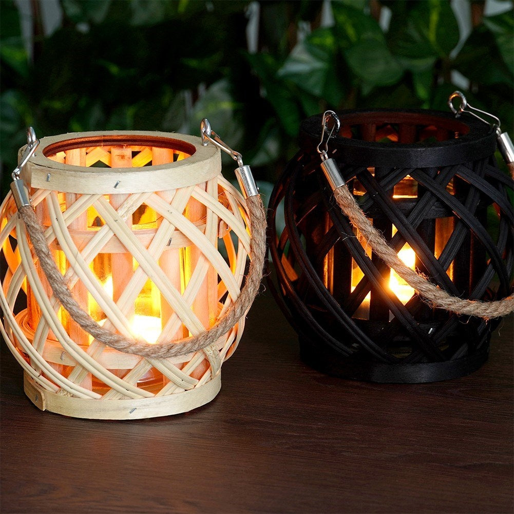 Bamboo Lantern with Glass Insert - Unique Decor for Home & Garden