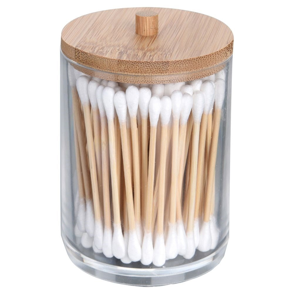 Bamboo Lid Container for Cotton Swabs - Elegant and Practical