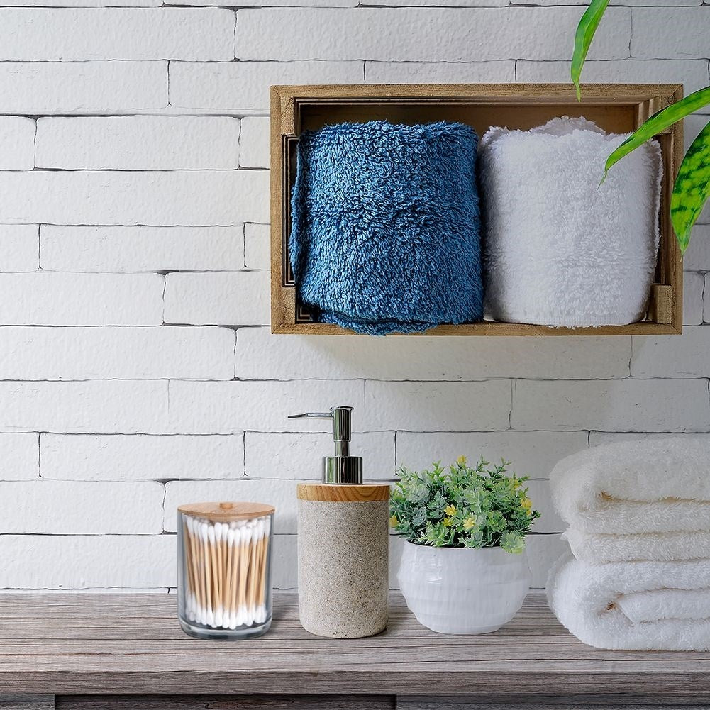 Bamboo Lid Container for Cotton Swabs - Elegant and Practical