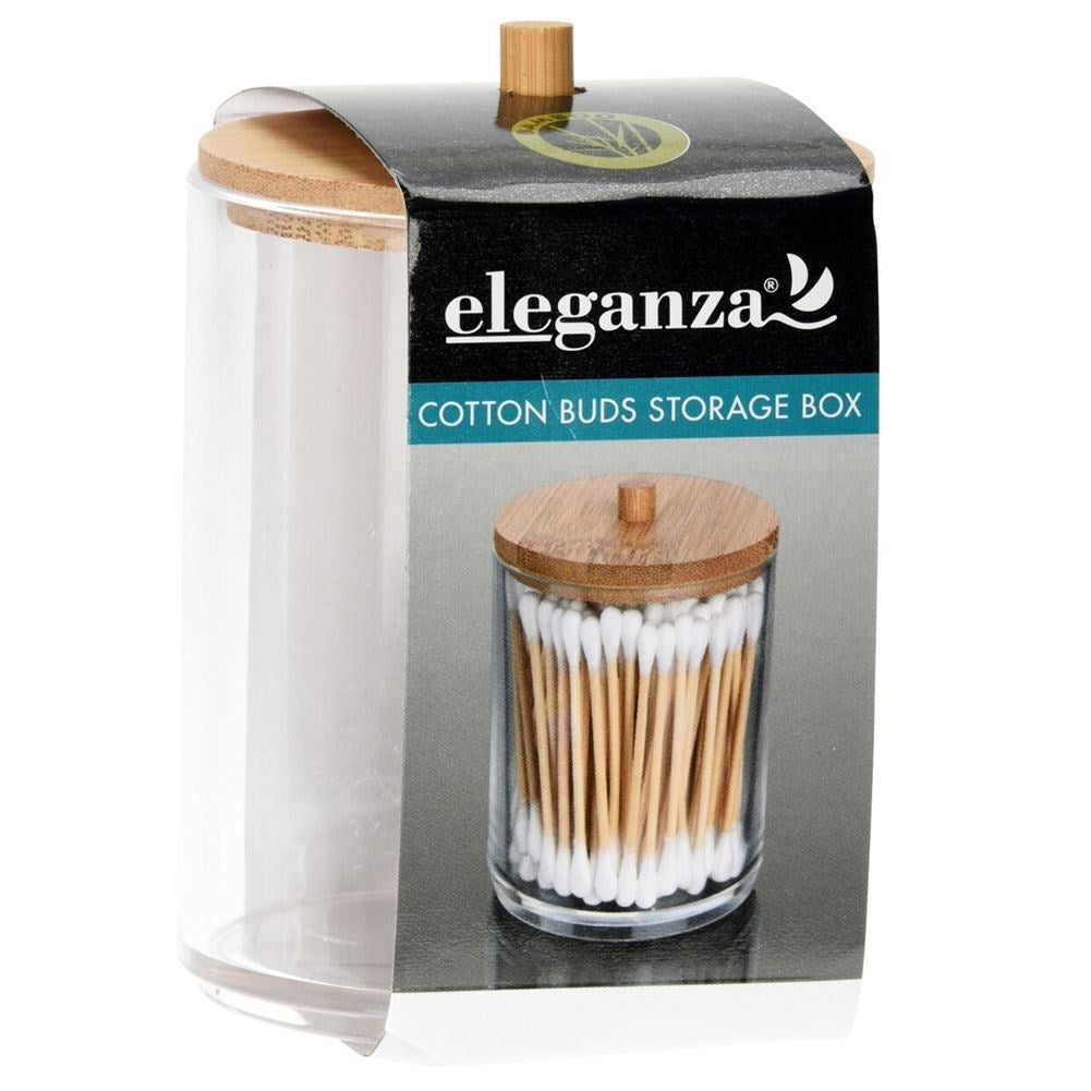 Bamboo Lid Container for Cotton Swabs - Elegant and Practical