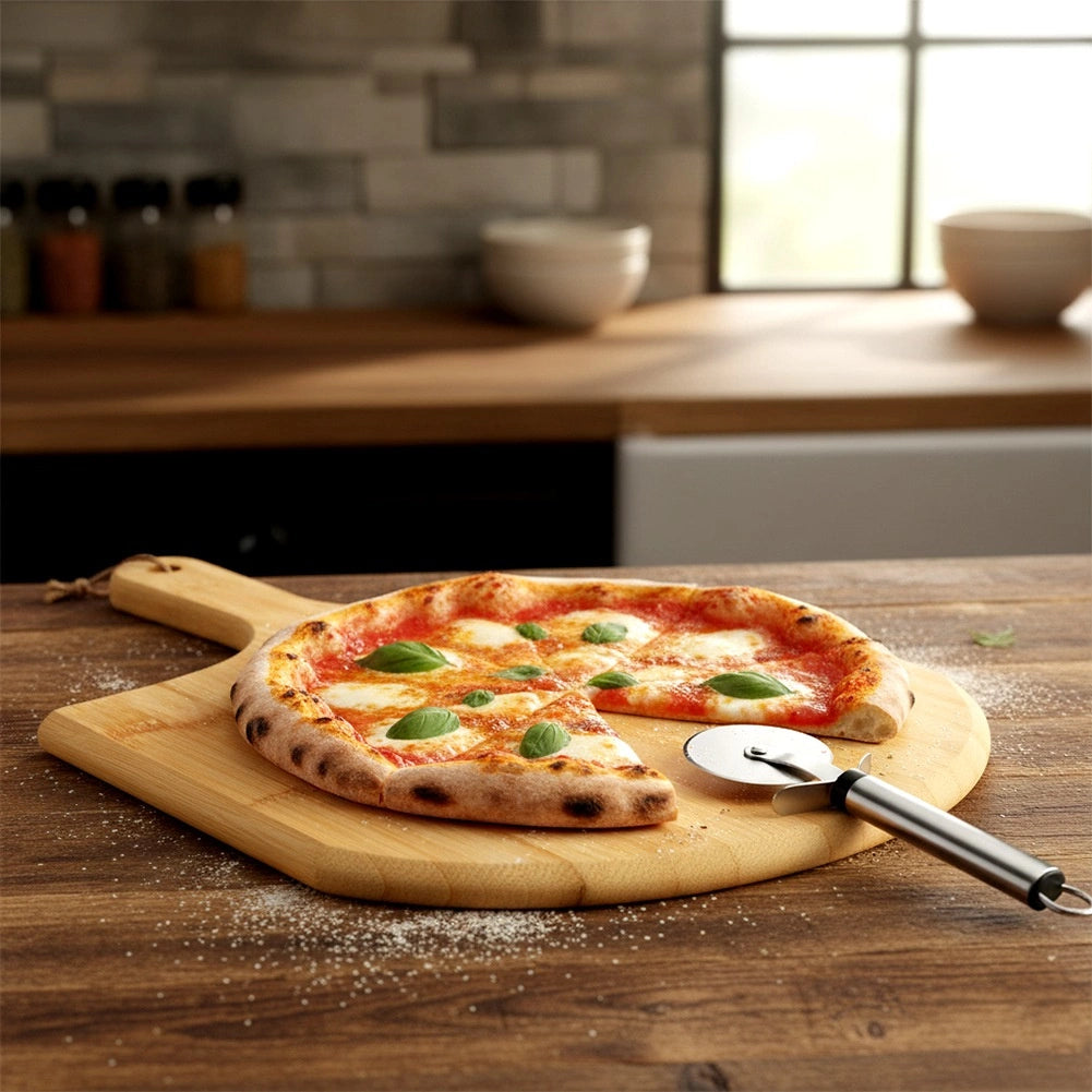 Bamboo Pizza Peel with Ergonomic Handle, 40x28 cm