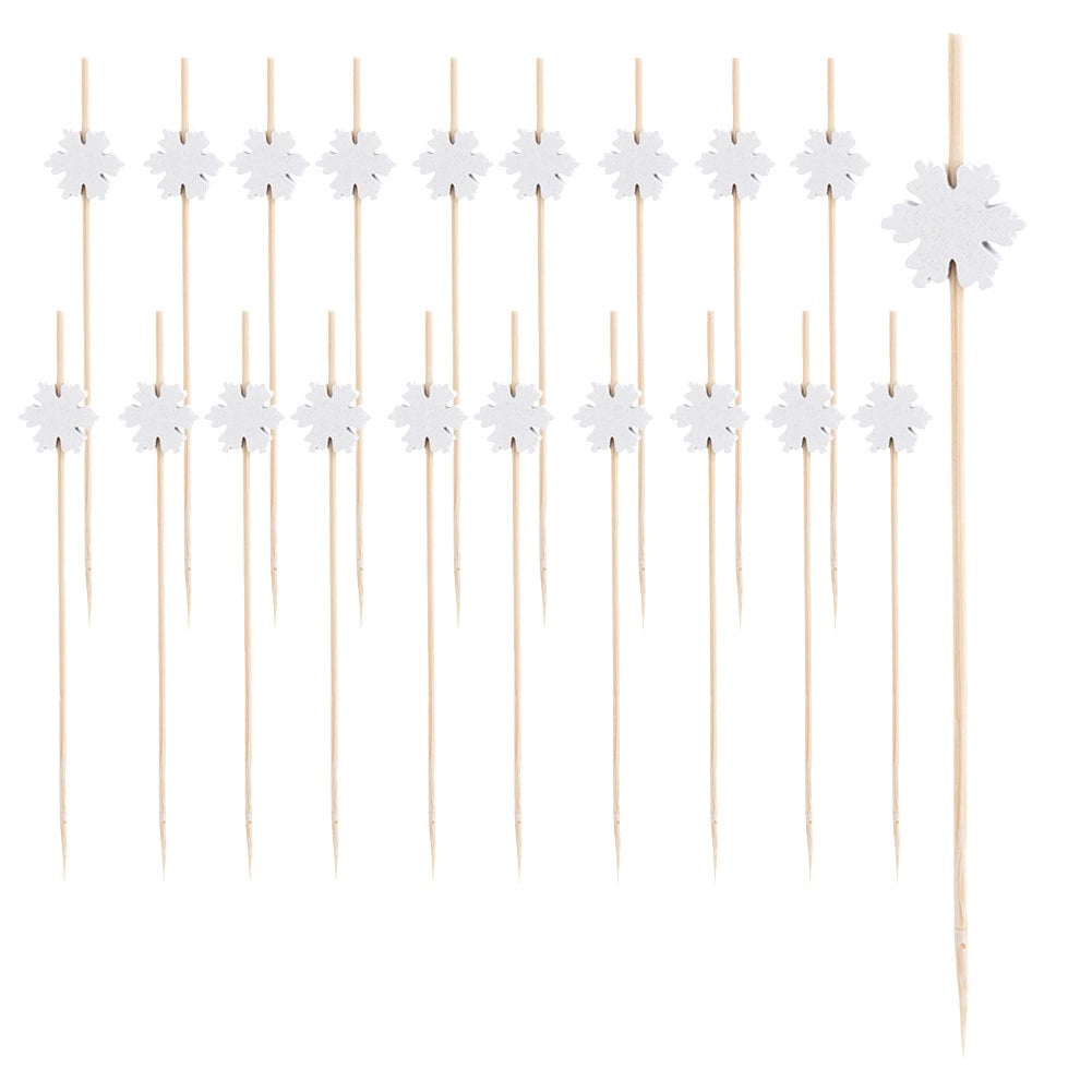 Bamboo Snowflake Cocktail Sticks, 12 cm, 20 Pack