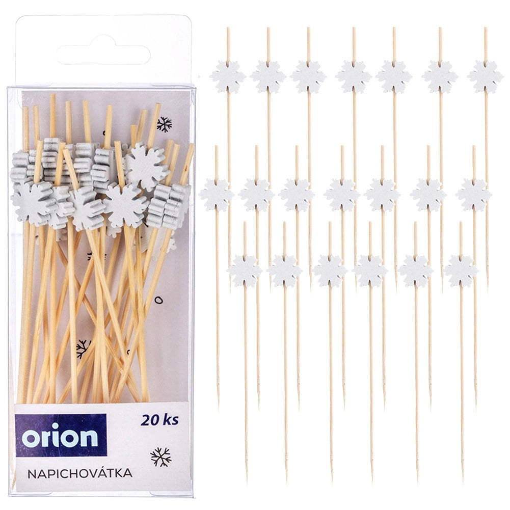Bamboo Snowflake Cocktail Sticks, 12 cm, 20 Pack