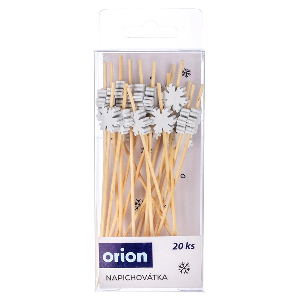 Bamboo Snowflake Cocktail Sticks, 12 cm, 20 Pack