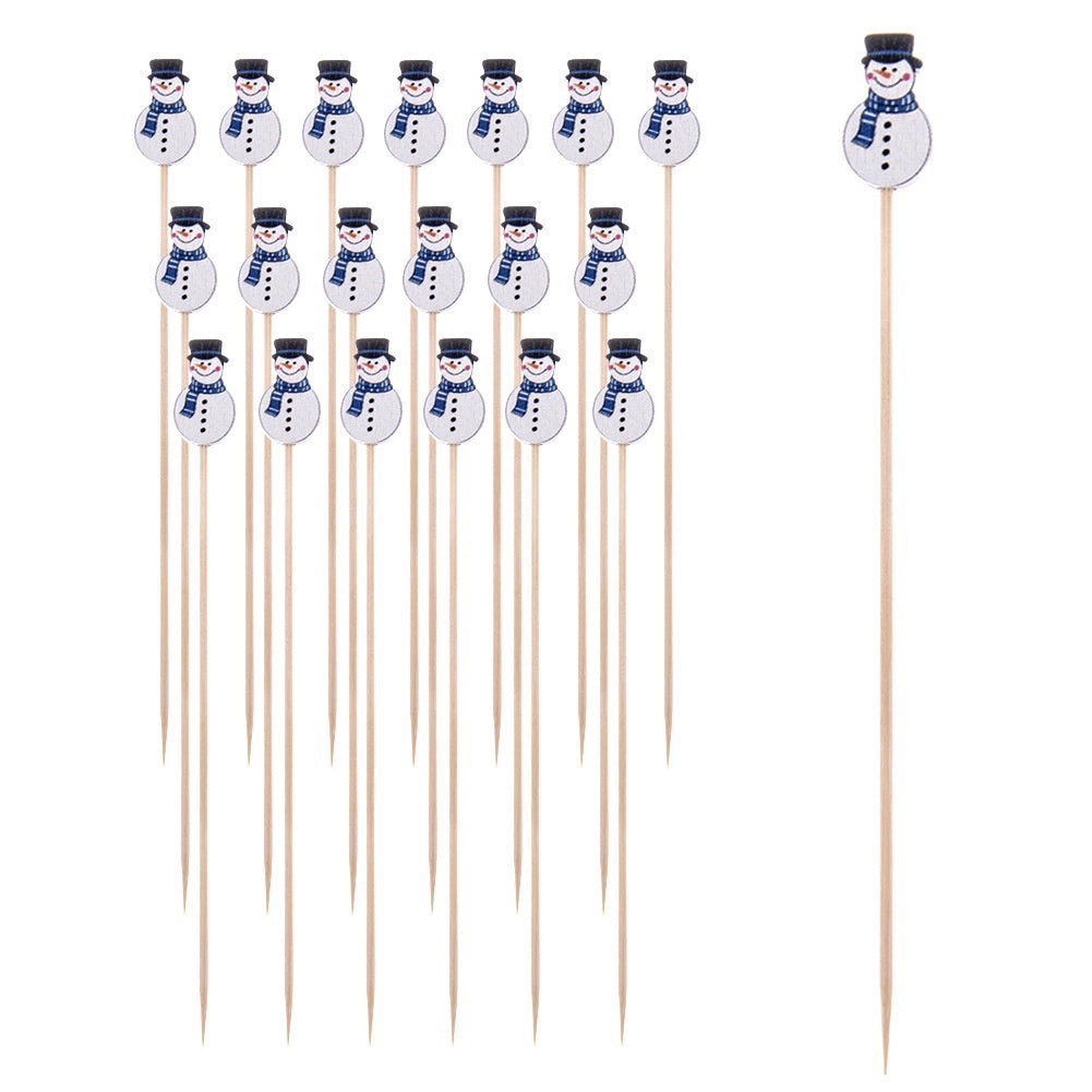 Bamboo Snowman Cocktail Sticks, 13 cm, 20 Pack