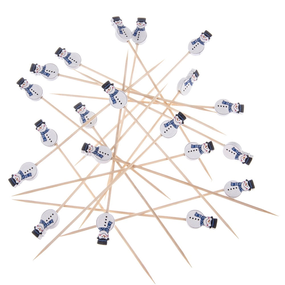 Bamboo Snowman Cocktail Sticks, 13 cm, 20 Pack