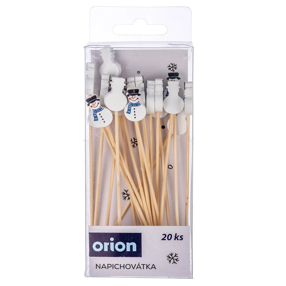 Bamboo Snowman Cocktail Sticks, 13 cm, 20 Pack