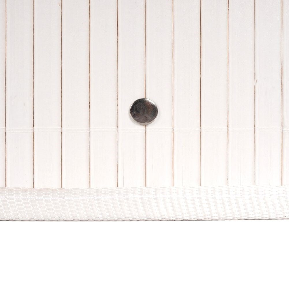 Bamboo basket in white with removable lid and inner lining