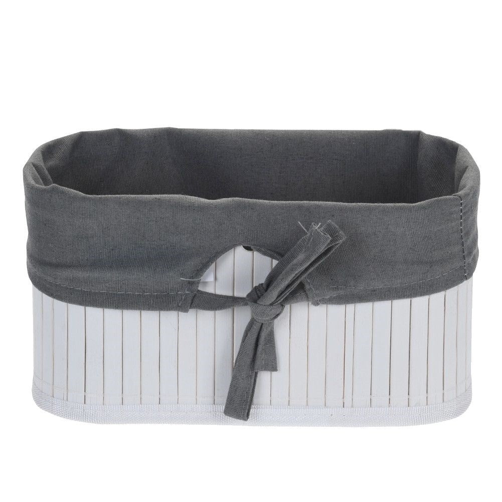 Bamboo basket with cotton lining for small items and cosmetics