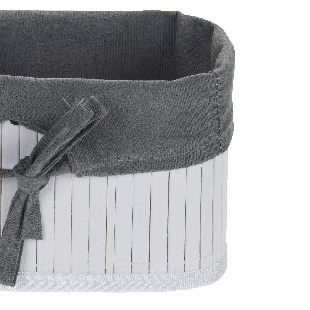 Bamboo basket with cotton lining for small items and cosmetics