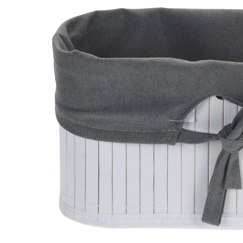 Bamboo basket with cotton lining for small items and cosmetics