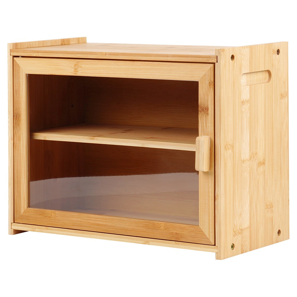 Bamboo bread bin with tongs, two-level, 40x20x31 cm