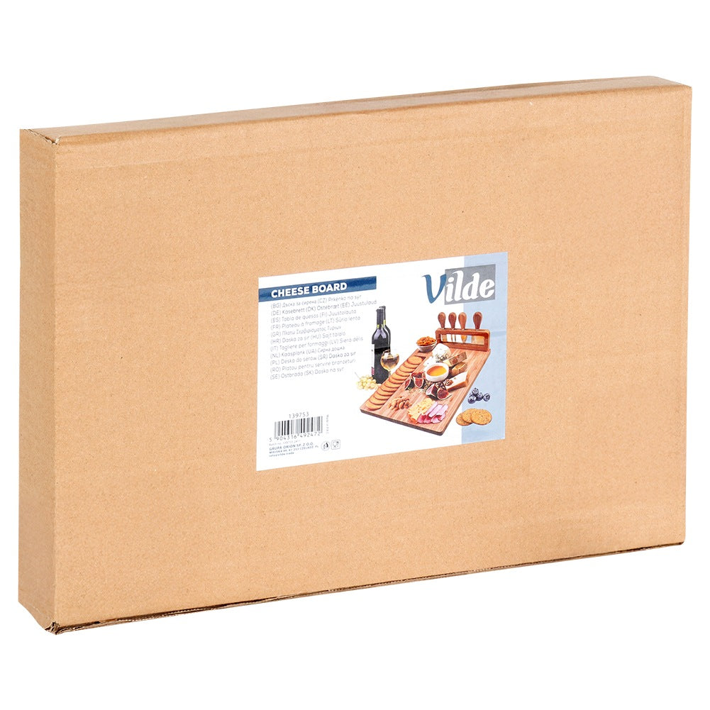 Bamboo cheese board with knives, 5 pieces