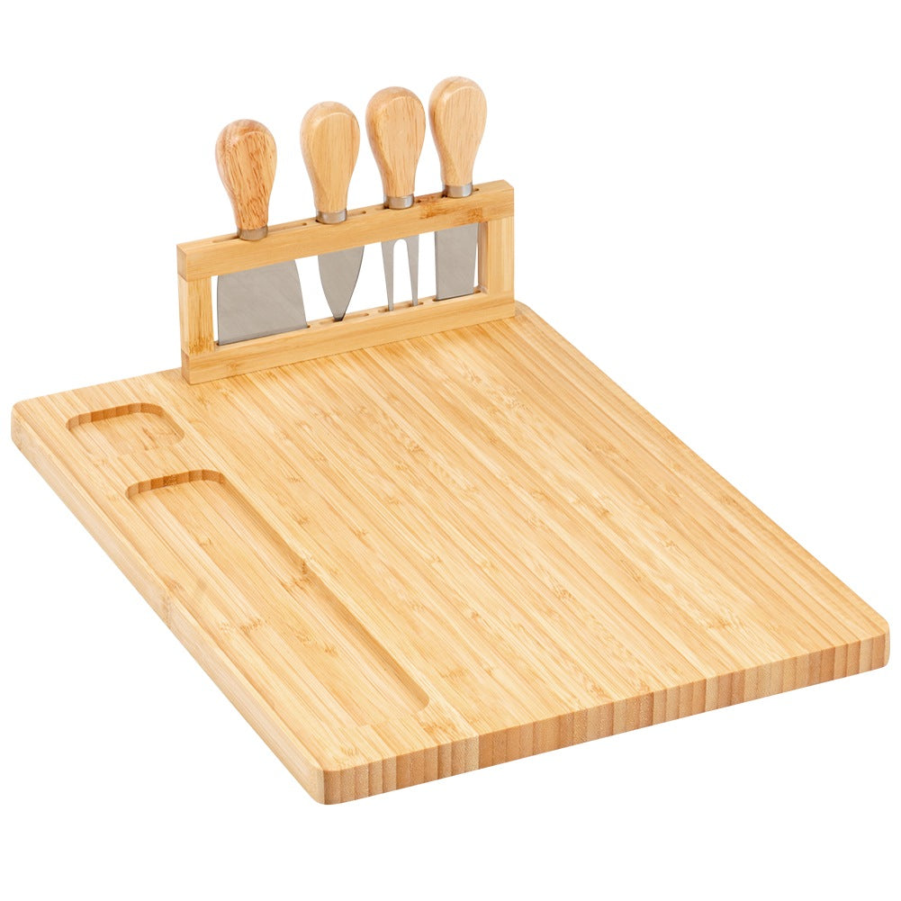 Bamboo cheese board with knives, 5 pieces