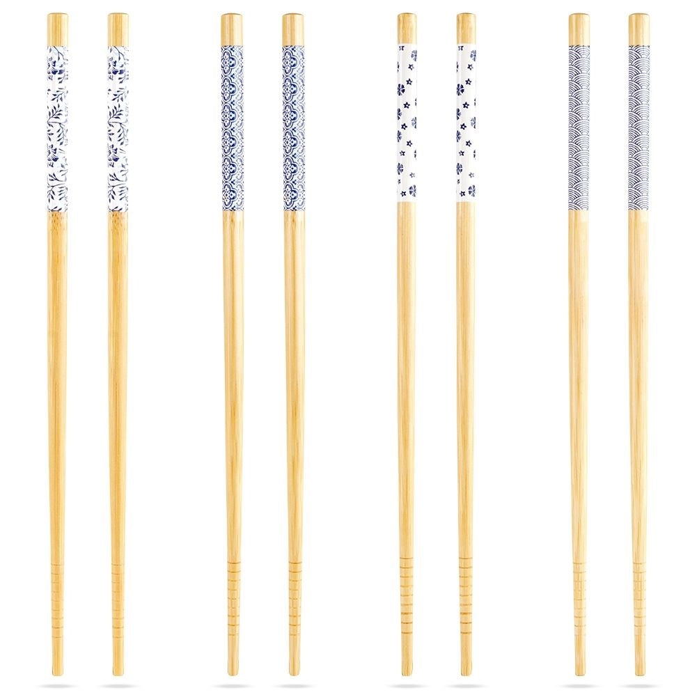 Bamboo chopsticks set: 4 reusable for sushi and Asian