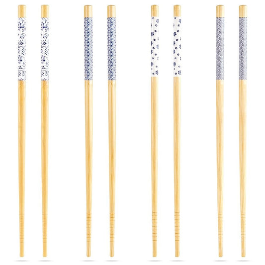 Bamboo chopsticks set: 4 reusable for sushi and Asian