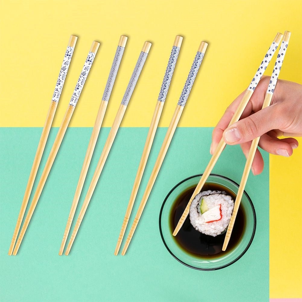 Bamboo chopsticks set: 4 reusable for sushi and Asian