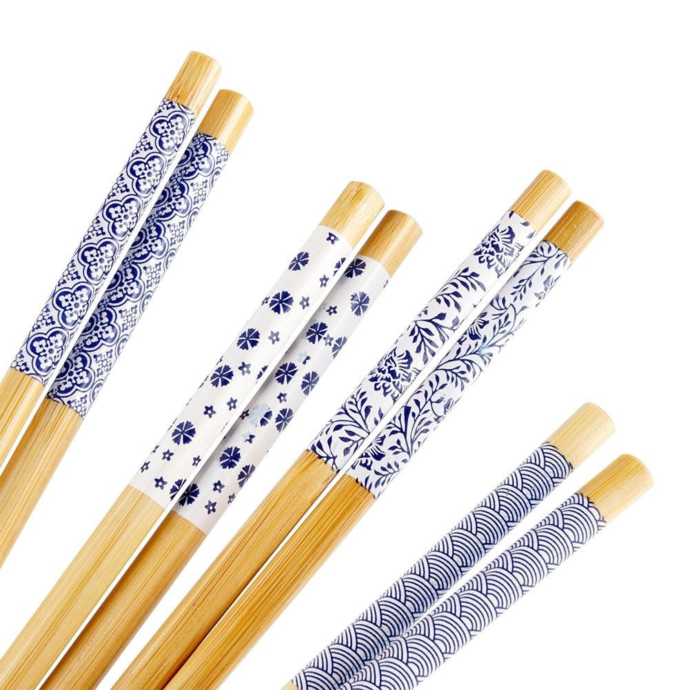 Bamboo chopsticks set: 4 reusable for sushi and Asian