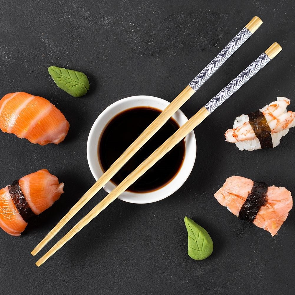 Bamboo chopsticks set: 4 reusable for sushi and Asian