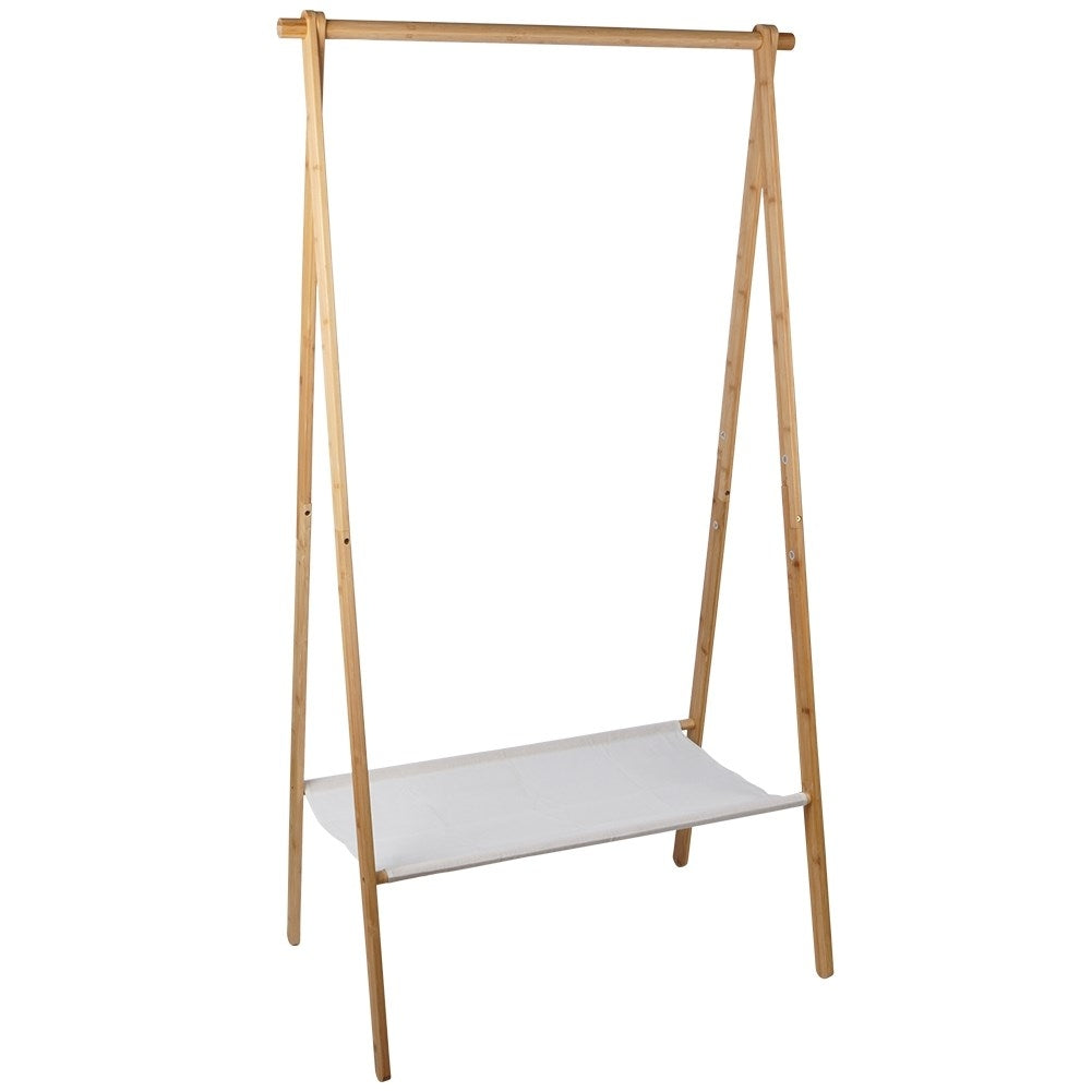 Bamboo clothes hanger with shoe shelf for home and office