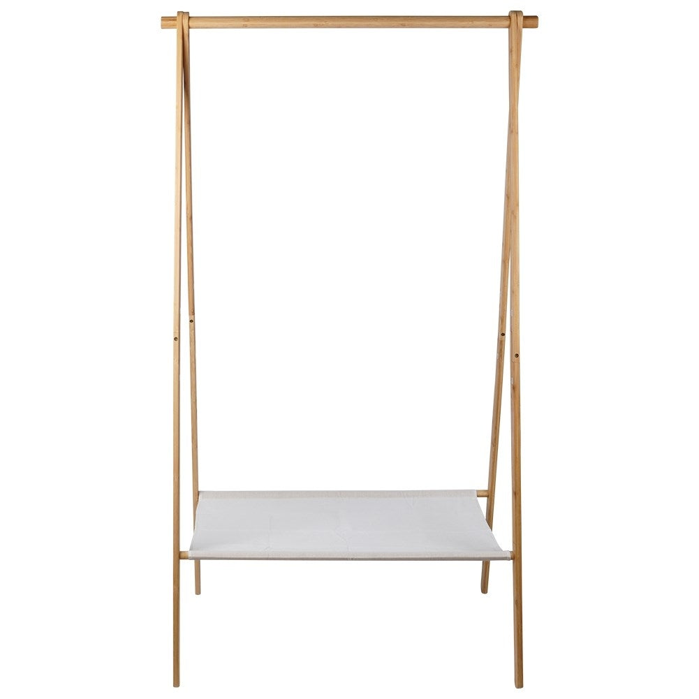 Bamboo clothes hanger with shoe shelf for home and office