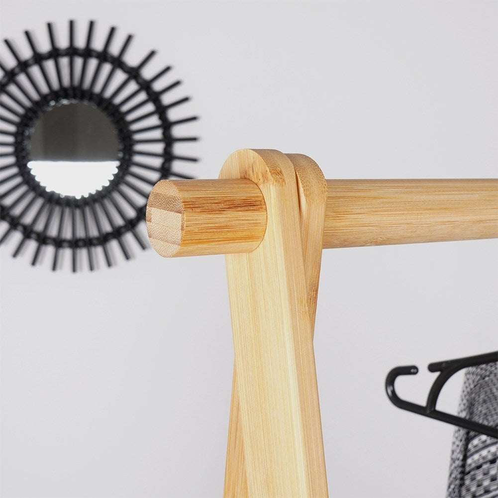 Bamboo clothes hanger with shoe shelf for home and office