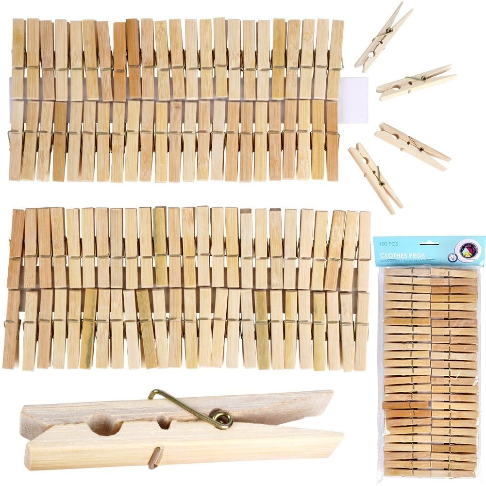 Bamboo clothespins 100-pack: Strong, durable and versatile