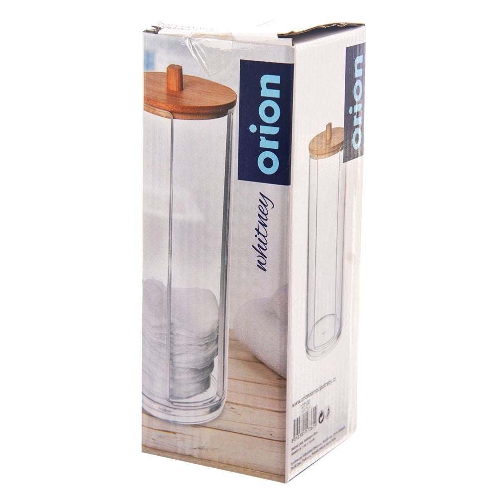 Bamboo coated cotton pad container with elegant design