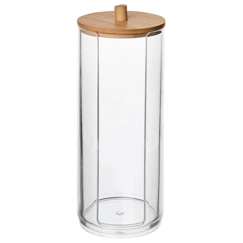 Bamboo coated cotton pad container with elegant design