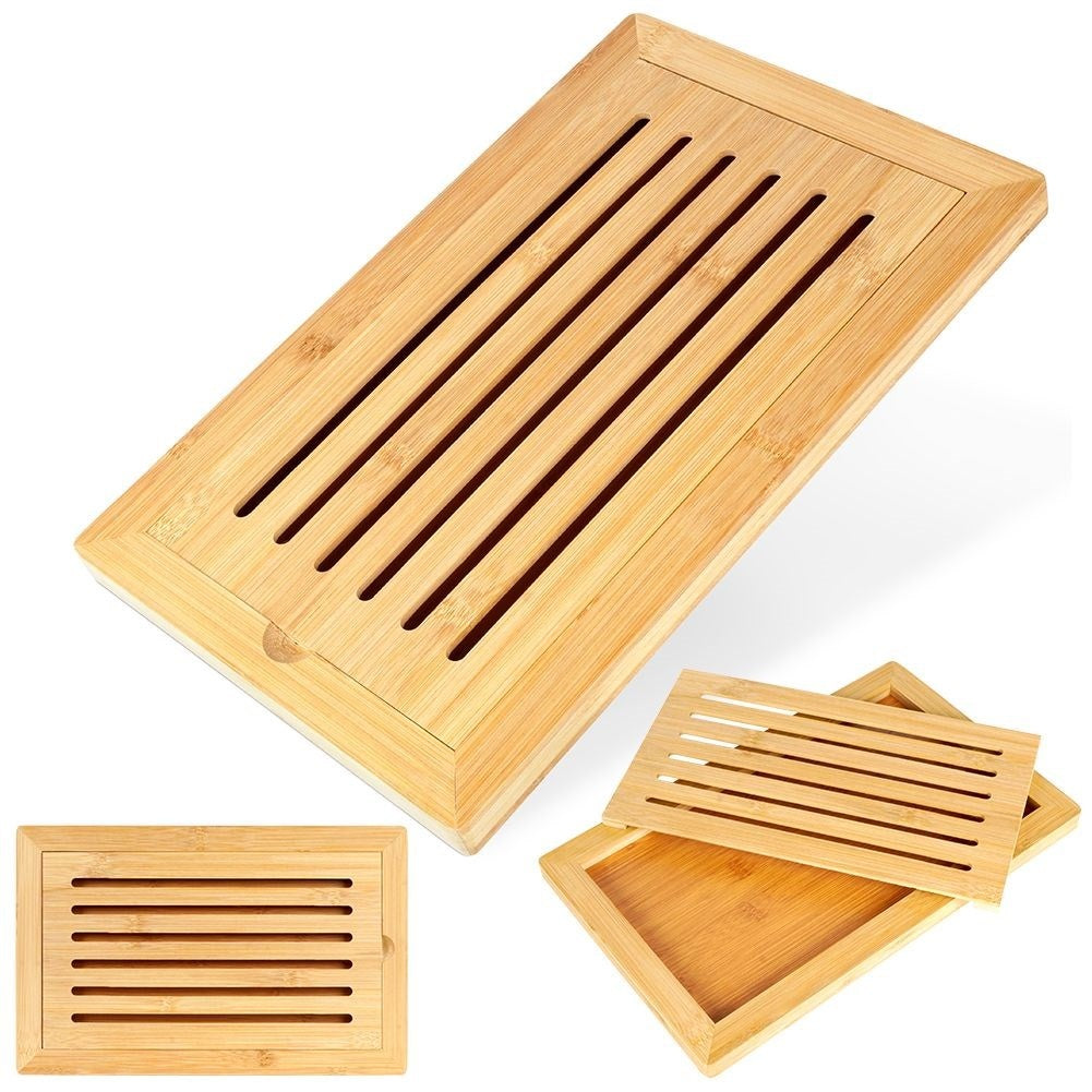 Bamboo cutting board with crumb collector