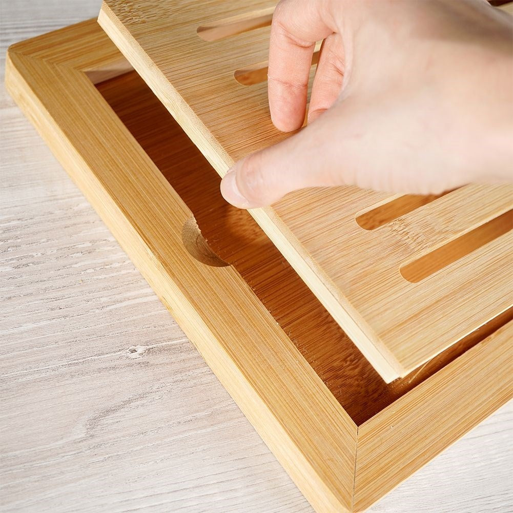 Bamboo cutting board with crumb collector