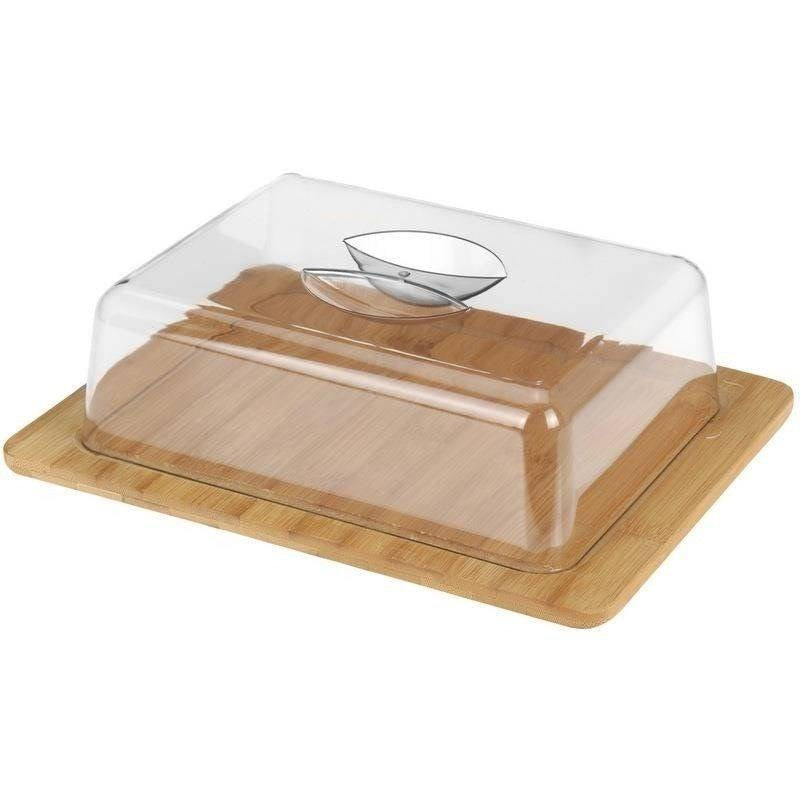 Bamboo cutting board with dome for cheeses, charcuterie, snacks