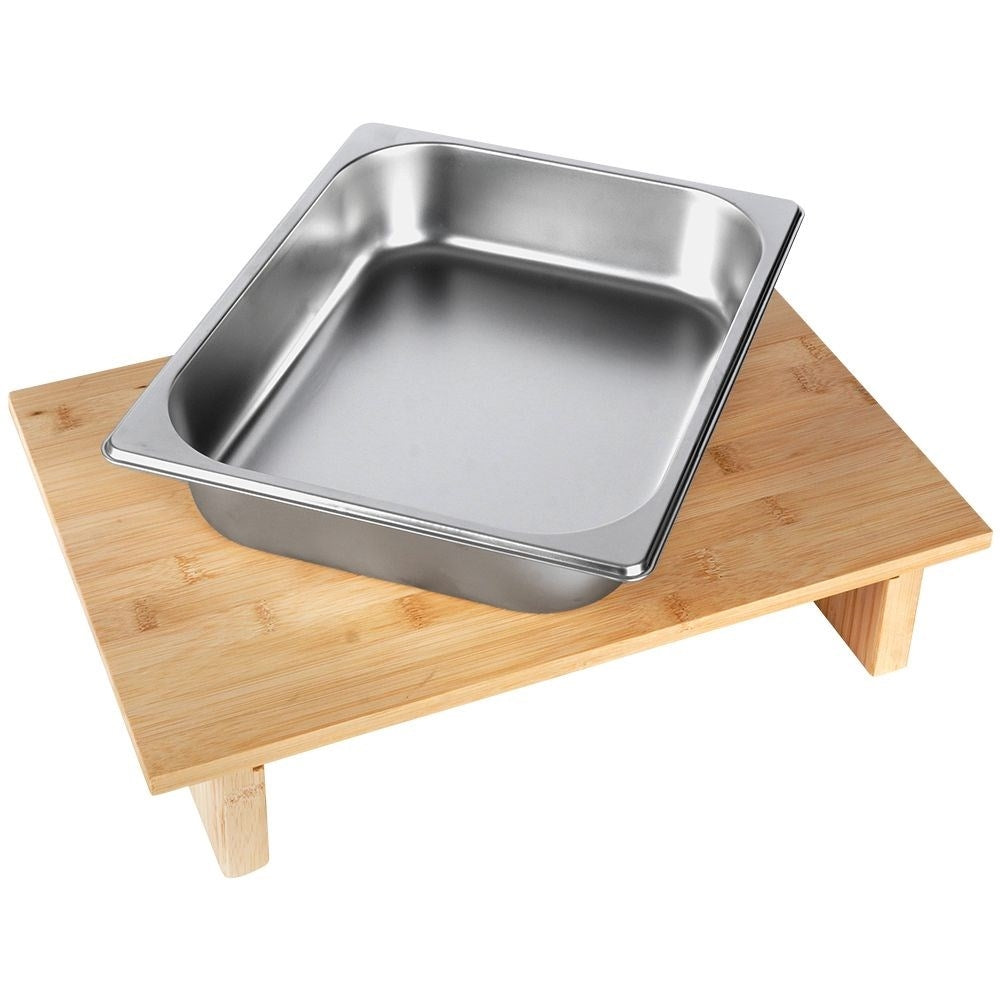 Bamboo cutting board with extendable steel container