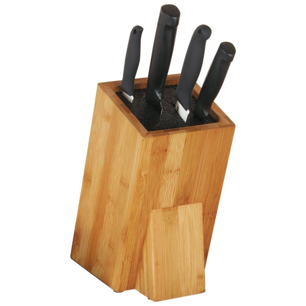 Bamboo knife rack with black bristles for protection and style