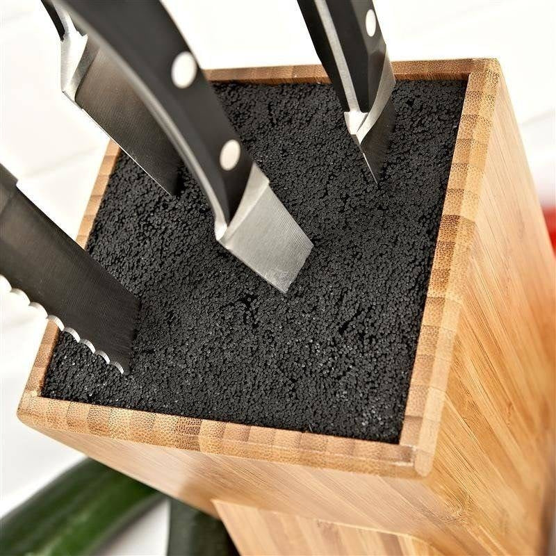 Bamboo knife rack with black bristles for protection and style