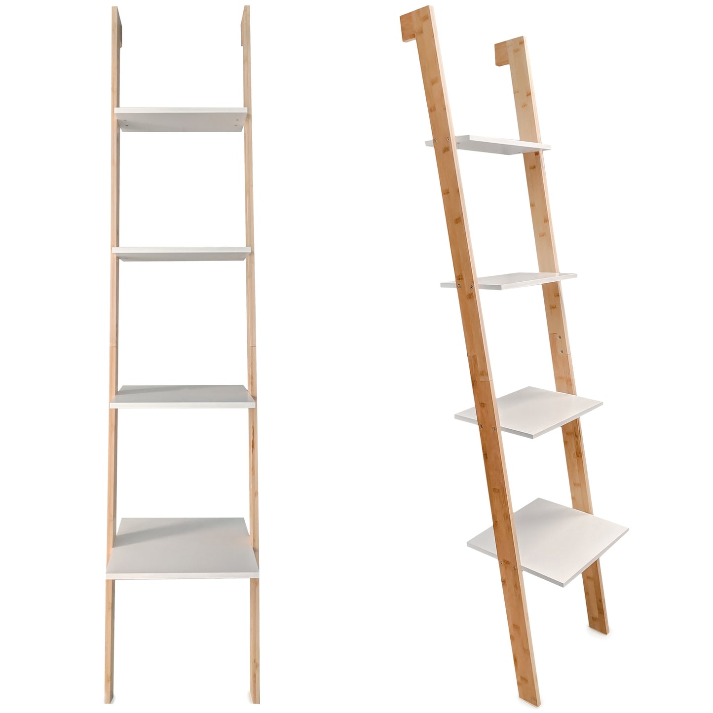 Bamboo ladder bookcase