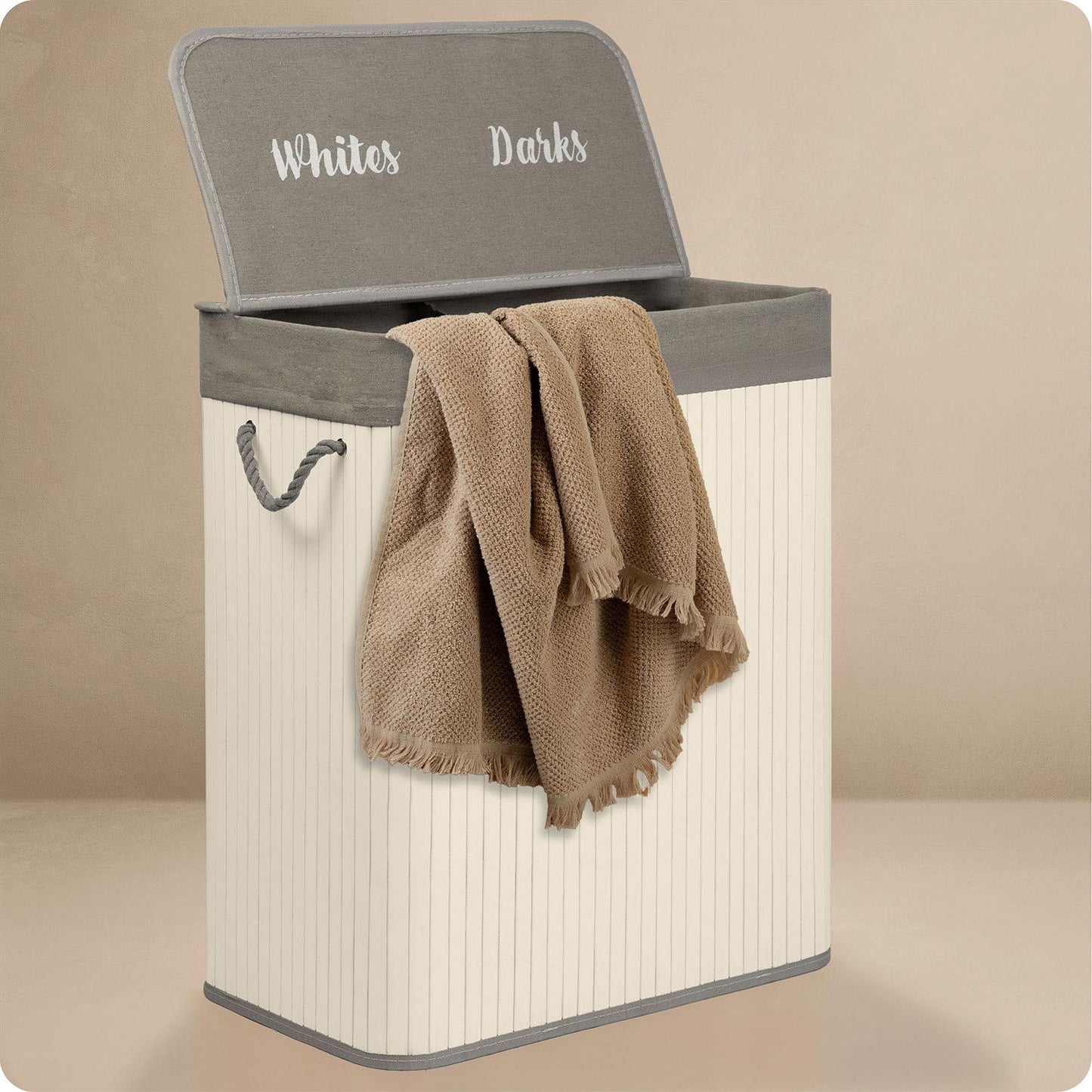 Bamboo laundry basket with lid 100 l Massido