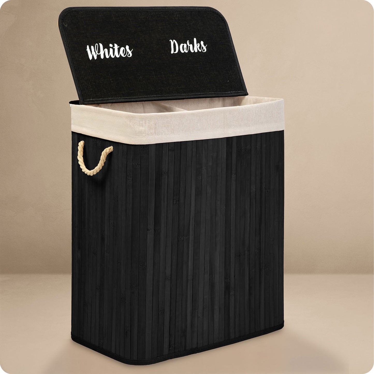 Bamboo laundry basket with lid 100 l Massido