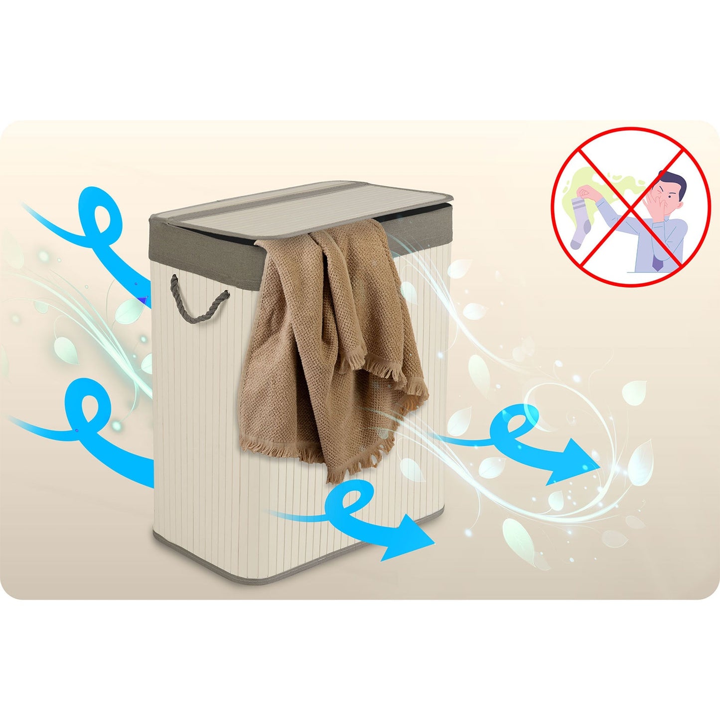 Bamboo laundry basket with lid 100 l Massido