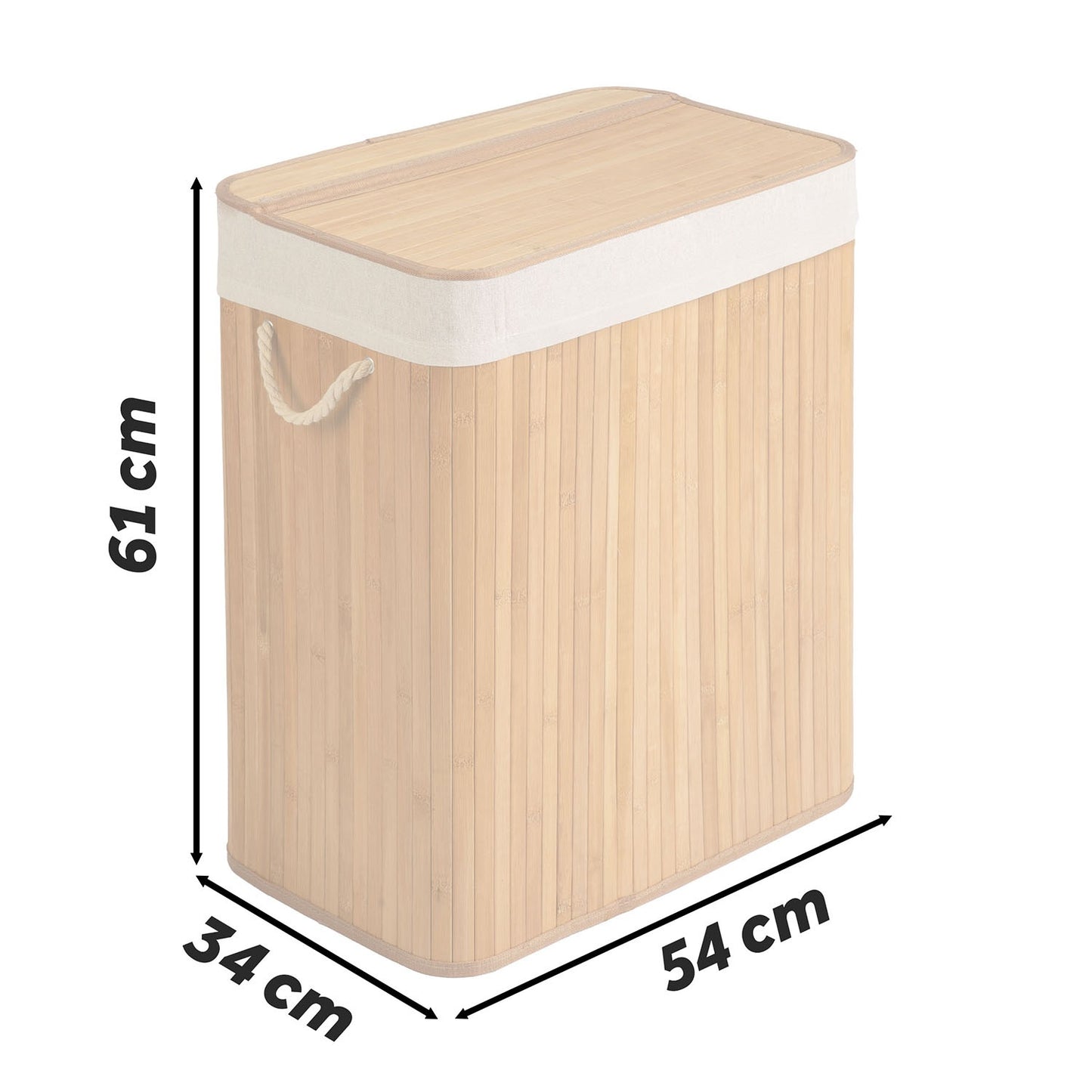 Bamboo laundry basket with lid 100 l Massido
