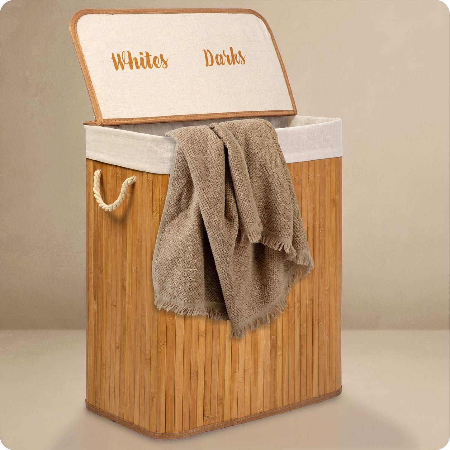 Bamboo laundry basket with lid 100 l Massido