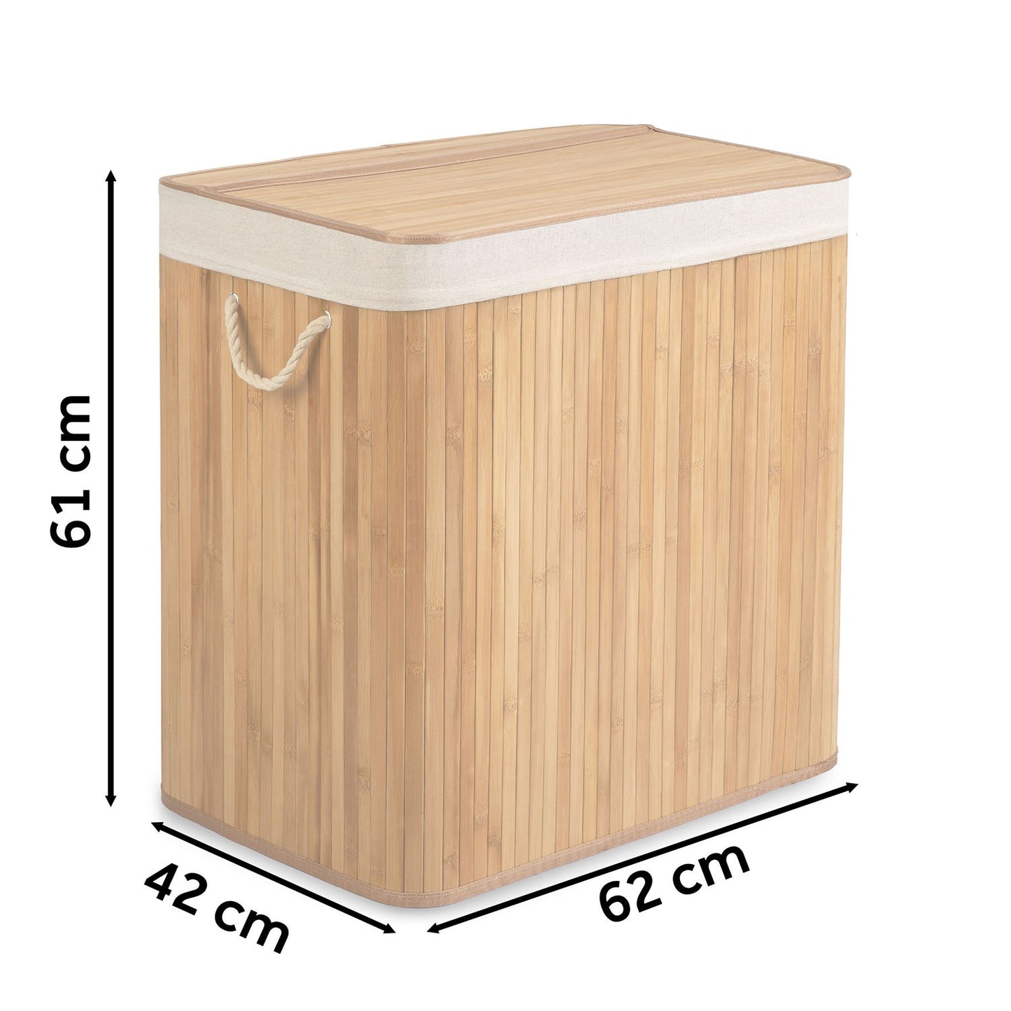 Bamboo laundry basket with lid 150 l Massido