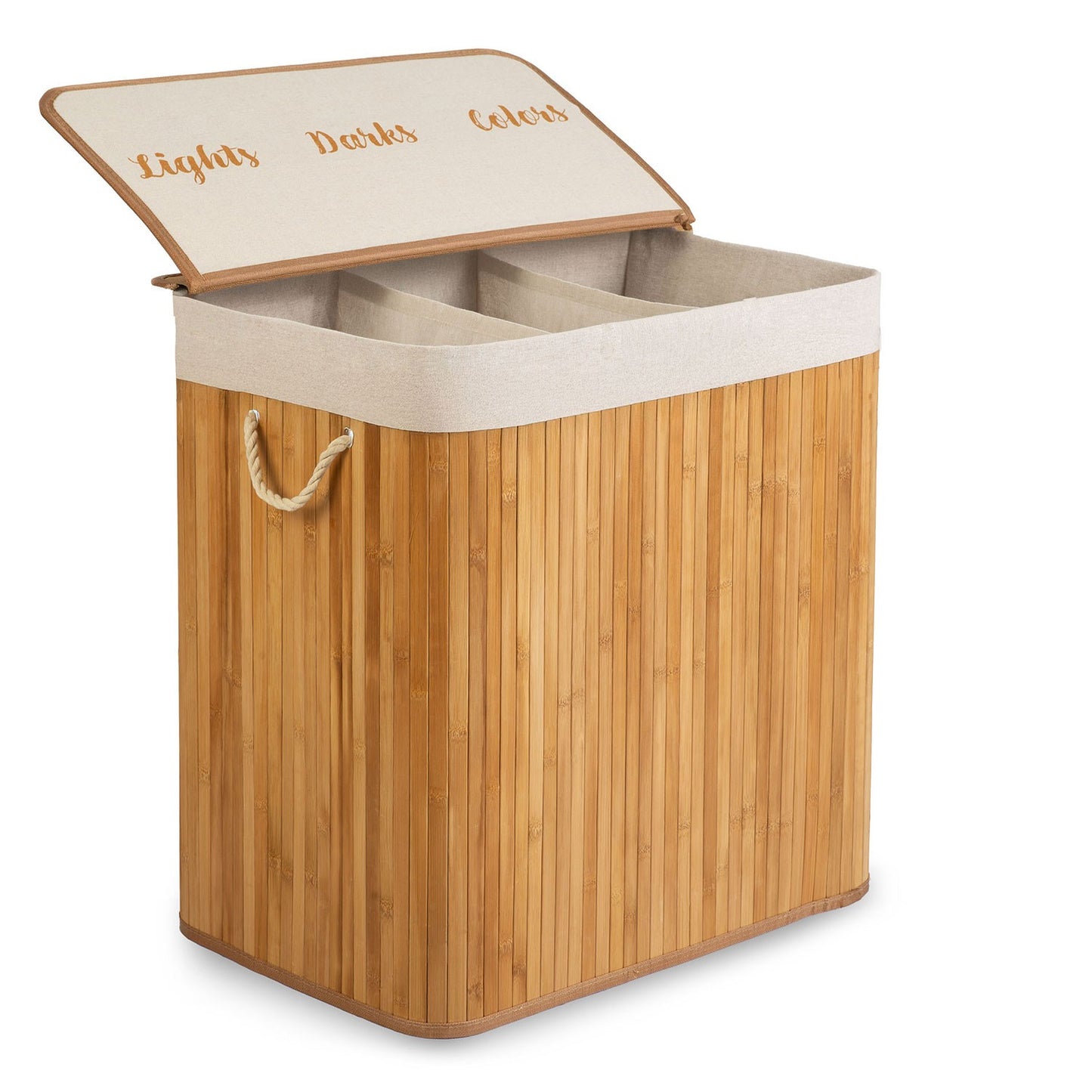 Bamboo laundry basket with lid 150 l Massido
